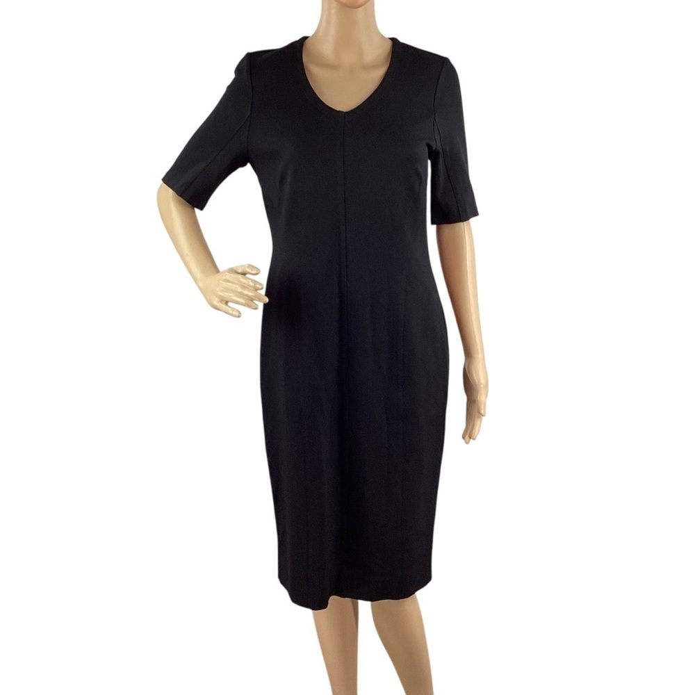 Cabi Claire Black Sheath Dress Size 6 Elbow Sleeve Back Zip